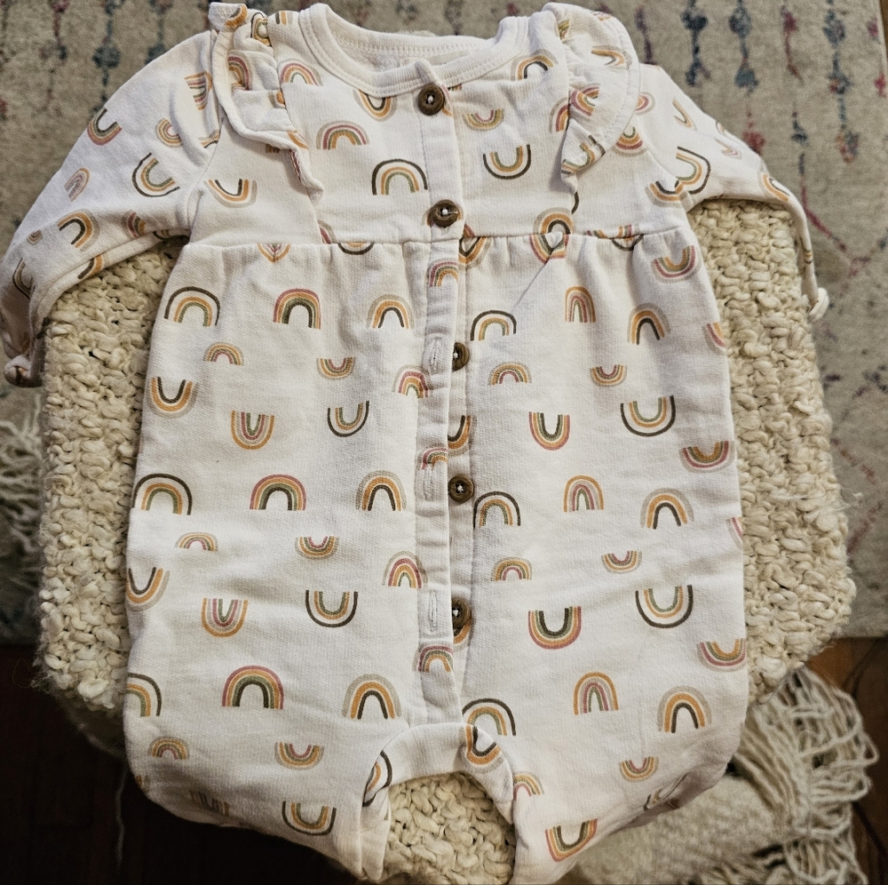 Rainbow pattern baby button up